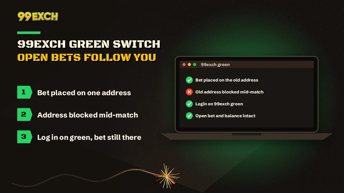 Sign-in page reached on the 99Exch Green address, two fields and a practice-mode option