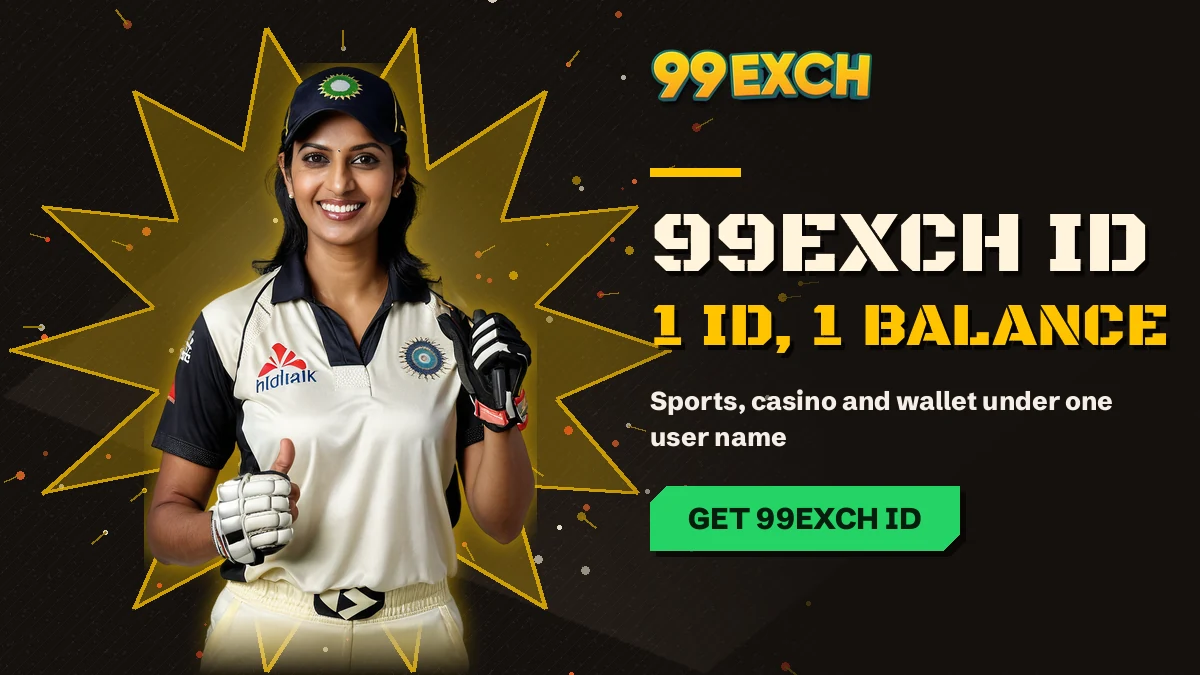 99Exch ID banner with user name, password and one INR balance for cricket and casino