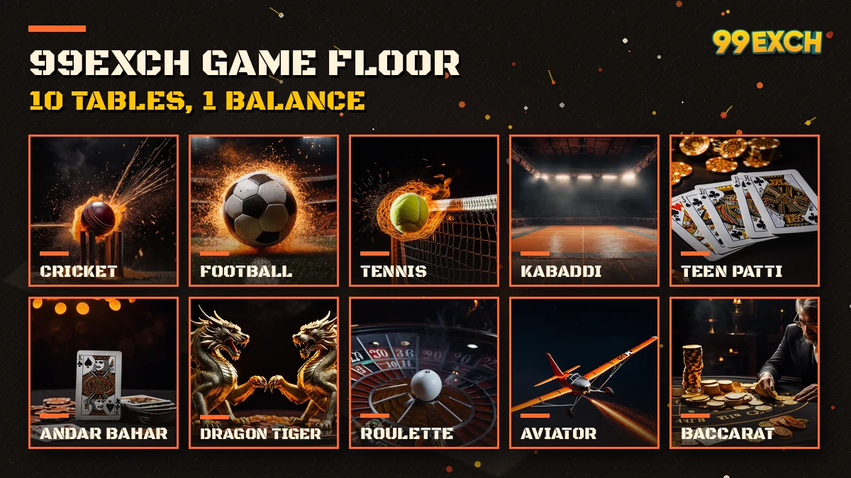 99Exch casino games Teen Patti, Andar Bahar, Dragon Tiger and Aviator next to cricket markets